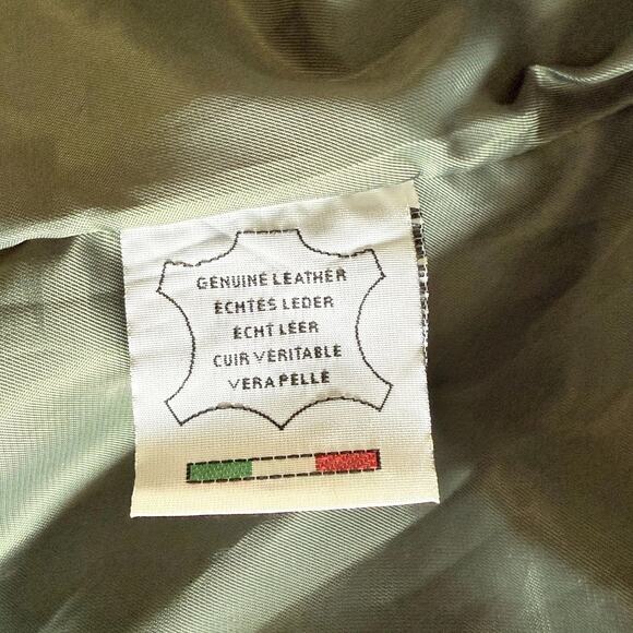 Italian Green Leather Blazer Jacket Women’s EU 44 US 6 - 8) Coat Lined - Picture 9 of 10